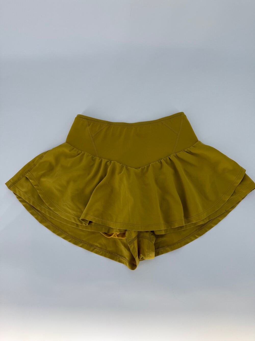 FP Movement Sunrise Gym Shorts Skort XS Mustard Gold Layered Athletic